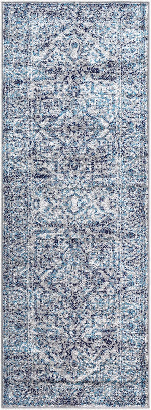 Livabliss Monte Carlo Polypropylene Runner Rug Turkish Traditional Pattern for Hallway Entryway Navy, White 2'7" x 7'3" MNC2301-2773