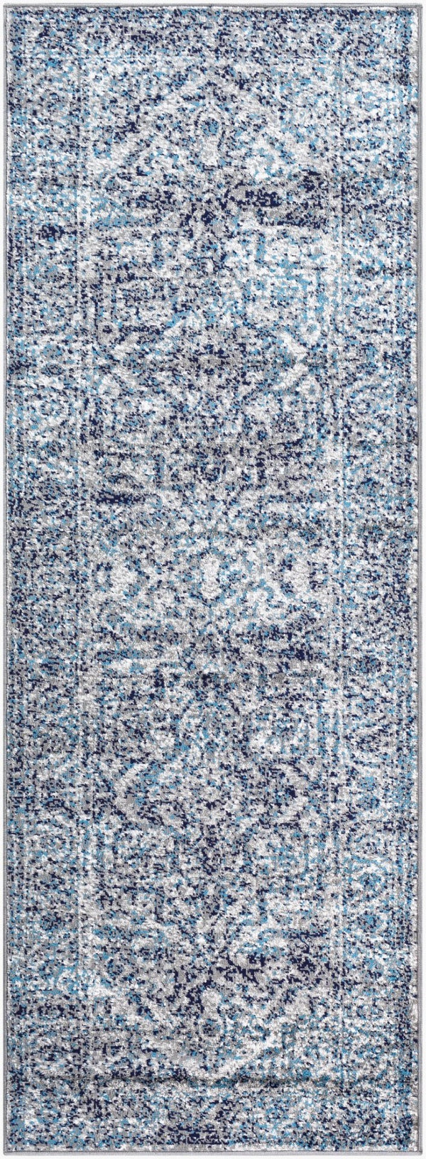 Livabliss Monte Carlo Polypropylene Runner Rug Turkish Traditional Pattern for Hallway Entryway Navy, White 2'7" x 7'3" MNC2301-2773