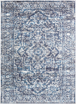 Livabliss Monte Carlo Polypropylene Runner Rug Turkish Traditional Pattern for Hallway Entryway Navy, White 8'10" x 12' MNC2301-9312