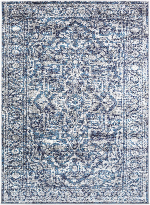 Livabliss Monte Carlo Polypropylene Runner Rug Turkish Traditional Pattern for Hallway Entryway Navy, White 8'10" x 12' MNC2301-9312