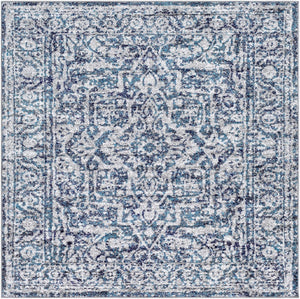 Livabliss Monte Carlo Polypropylene Runner Rug Turkish Traditional Pattern for Hallway Entryway Navy, White 6'7" x 6'7" MNC2301-67SQ