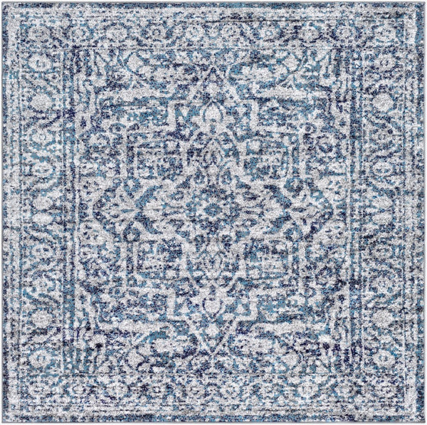 Livabliss Monte Carlo Polypropylene Runner Rug Turkish Traditional Pattern for Hallway Entryway Navy, White 6'7" x 6'7" MNC2301-67SQ
