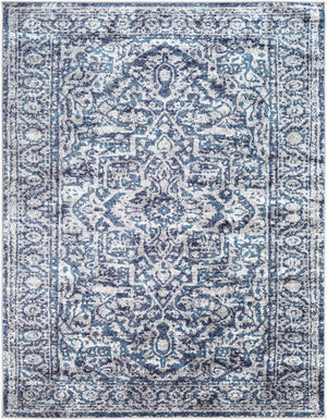 Livabliss Monte Carlo Polypropylene Runner Rug Turkish Traditional Pattern for Hallway Entryway Navy, White 7'10" x 10'2" MNC2301-710103