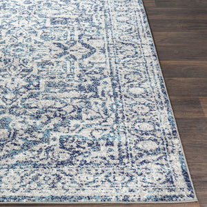 Livabliss Monte Carlo Polypropylene Runner Rug Turkish Traditional Pattern for Hallway Entryway Navy, White 8'10" x 12' MNC2301-9312