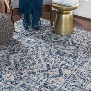 Livabliss Monte Carlo Polypropylene Runner Rug Turkish Traditional Pattern for Hallway Entryway Navy, White 6'7" x 6'7" MNC2301-67SQ