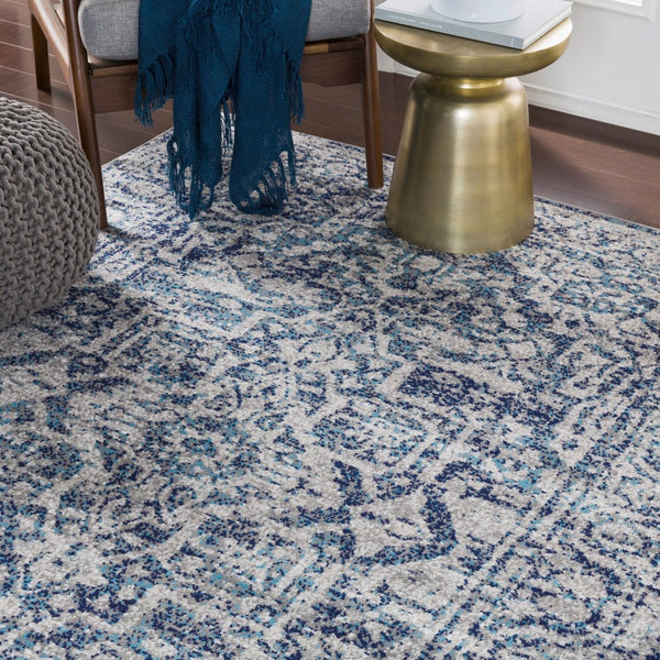 Livabliss Monte Carlo Polypropylene Runner Rug Turkish Traditional Pattern for Hallway Entryway Navy, White 6'7" x 6'7" MNC2301-67SQ