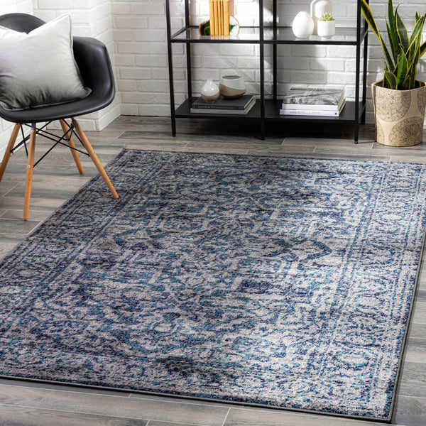 Livabliss Monte Carlo Polypropylene Runner Rug Turkish Traditional Pattern for Hallway Entryway Navy, White 8'10" x 12' MNC2301-9312