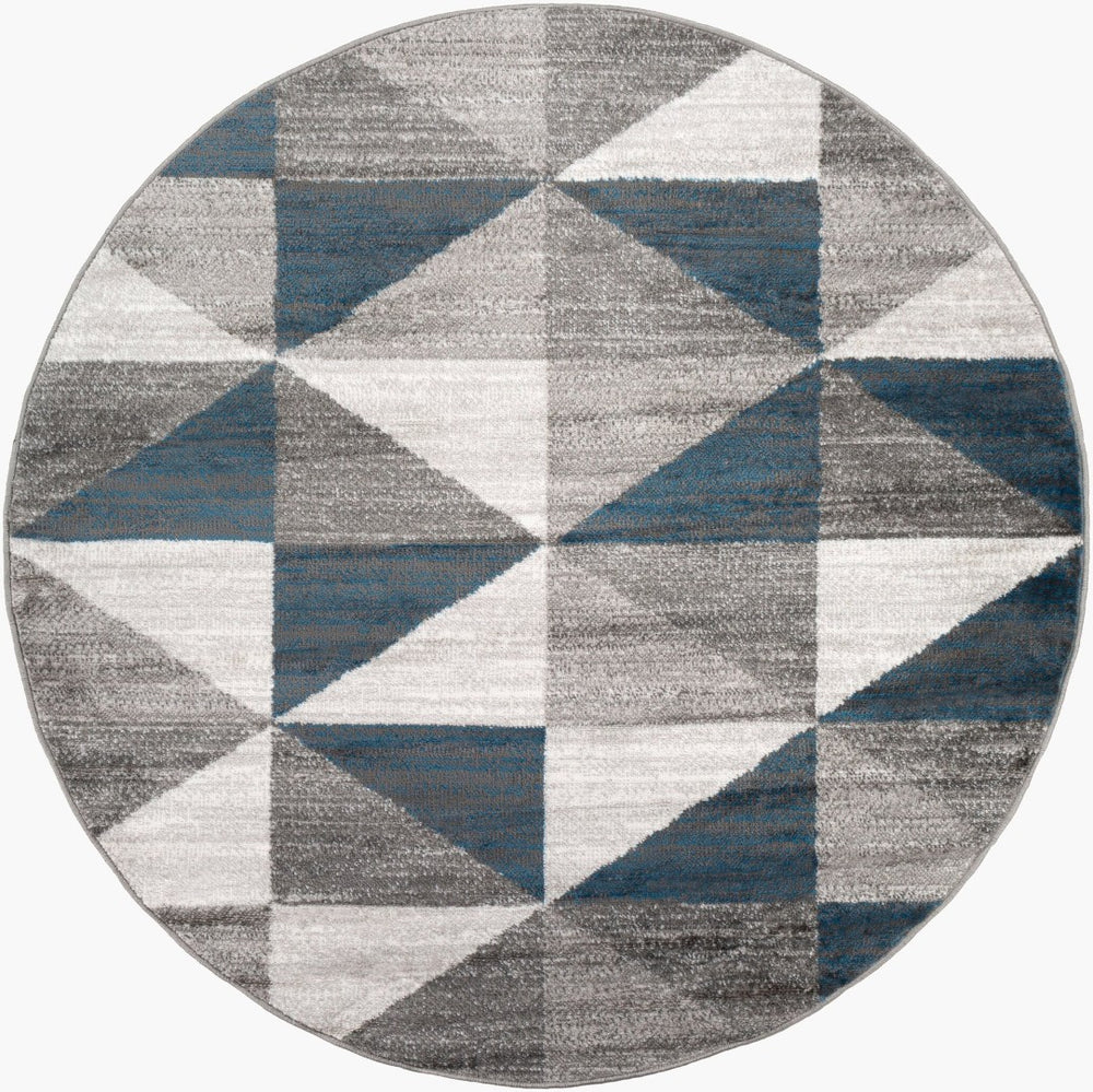 Livabliss Monte Carlo Geometric Polypropylene Runner Rug for Hallway Entryway or Kitchen Light Gray, Whi 5'3" x 5'3" Round MNC2307-53RD