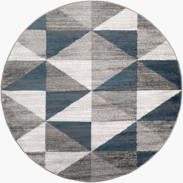 Livabliss Monte Carlo Geometric Polypropylene Runner Rug for Hallway Entryway or Kitchen Light Gray, Whi 5'3" x 5'3" Round MNC2307-53RD