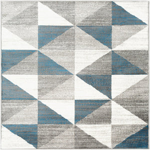 Livabliss Monte Carlo Geometric Polypropylene Runner Rug for Hallway Entryway or Kitchen Light Gray, Whi 5'3" x 5'3" Square MNC2307-53SQ