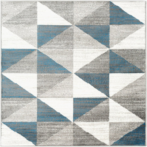 Livabliss Monte Carlo Geometric Polypropylene Runner Rug for Hallway Entryway or Kitchen Light Gray, Whi 5'3" x 5'3" Square MNC2307-53SQ
