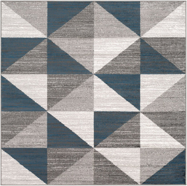Livabliss Monte Carlo Geometric Polypropylene Runner Rug for Hallway Entryway or Kitchen Light Gray, Whi 6'7" x 6'7" MNC2307-67SQ