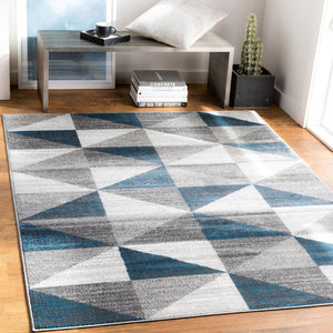 Livabliss Monte Carlo Geometric Polypropylene Runner Rug for Hallway Entryway or Kitchen Light Gray, Whi 7'10" x 10'2" MNC2307-710103