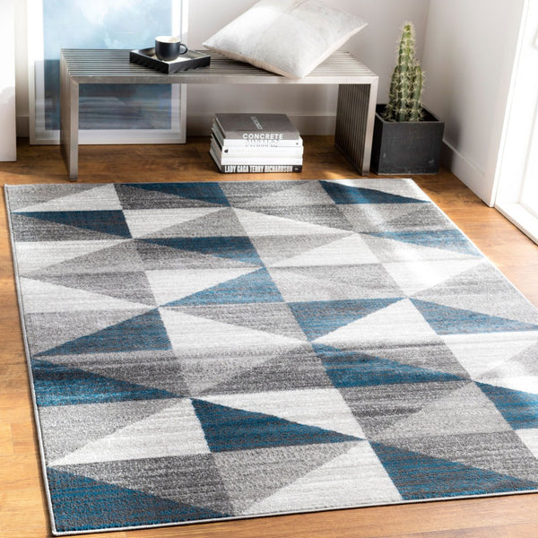 Livabliss Monte Carlo Geometric Polypropylene Runner Rug for Hallway Entryway or Kitchen Light Gray, Whi 7'10" x 10'2" MNC2307-710103