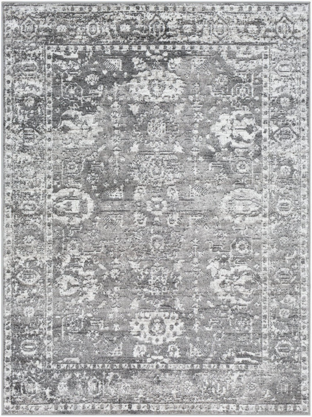 Livabliss Monte Carlo Traditional Polypropylene Runner Rug for Hallways and Entryways Light Gray, Cha 6'11" x 9' MNC2311-679
