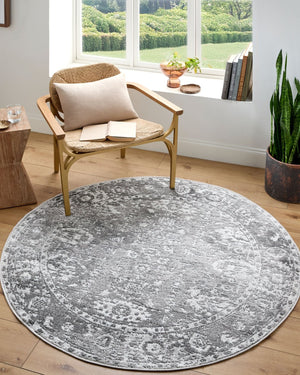 Livabliss Monte Carlo Traditional Polypropylene Runner Rug for Hallways and Entryways Light Gray, Cha 5'3" x 5'3" Round MNC2311-53RD