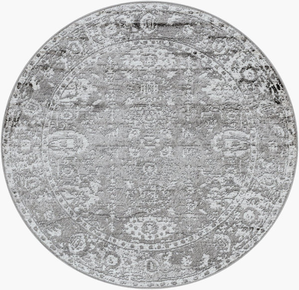 Livabliss Monte Carlo Traditional Polypropylene Runner Rug for Hallways and Entryways Light Gray, Cha 5'3" x 5'3" Round MNC2311-53RD