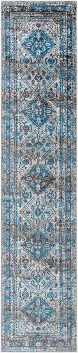 Livabliss Monte Carlo Medallion Polypropylene Area Rug for Large Living Dining Rooms Light Gray, Cha 2'7" x 12' MNC2312-2712