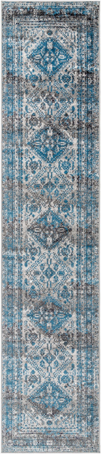 Livabliss Monte Carlo Medallion Polypropylene Area Rug for Large Living Dining Rooms Light Gray, Cha 2'7" x 12' MNC2312-2712