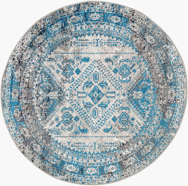 Livabliss Monte Carlo Medallion Polypropylene Area Rug for Large Living Dining Rooms Light Gray, Cha 5'3" x 5'3" Round MNC2312-53RD
