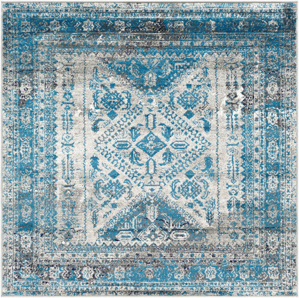 Livabliss Monte Carlo Medallion Polypropylene Area Rug for Large Living Dining Rooms Light Gray, Cha 5'3" x 5'3" Square MNC2312-53SQ