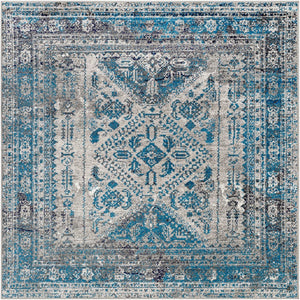 Livabliss Monte Carlo Medallion Polypropylene Area Rug for Large Living Dining Rooms Light Gray, Cha 6'7" x 6'7" MNC2312-67SQ