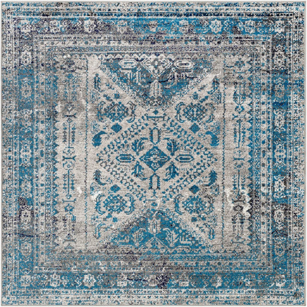 Livabliss Monte Carlo Medallion Polypropylene Area Rug for Large Living Dining Rooms Light Gray, Cha 6'7" x 6'7" MNC2312-67SQ