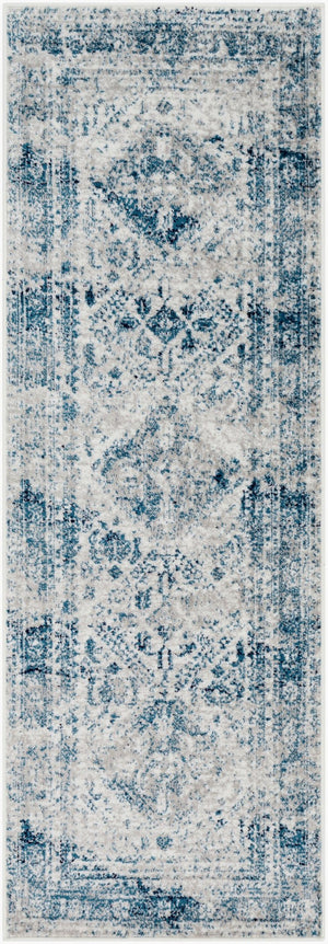 Livabliss Monte Carlo Medallion Area Rug Turkish Woven Polypropylene for Living Dining Bedroom Blue, Light Gra 2'7" x 7'3" MNC2313-2773