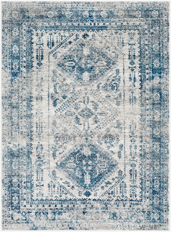 Livabliss Monte Carlo Medallion Area Rug Turkish Woven Polypropylene for Living Dining Bedroom Blue, Light Gra 10' x 14' MNC2313-1014