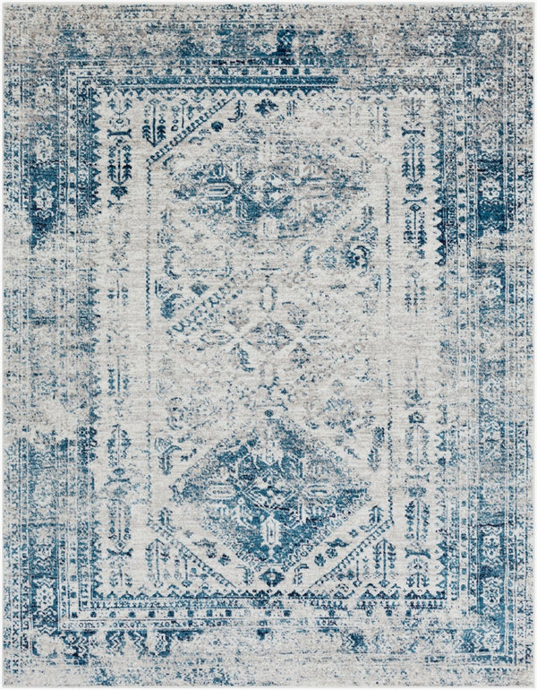 Livabliss Monte Carlo Medallion Area Rug Turkish Woven Polypropylene for Living Dining Bedroom Blue, Light Gra 7'10" x 10'2" MNC2313-710103