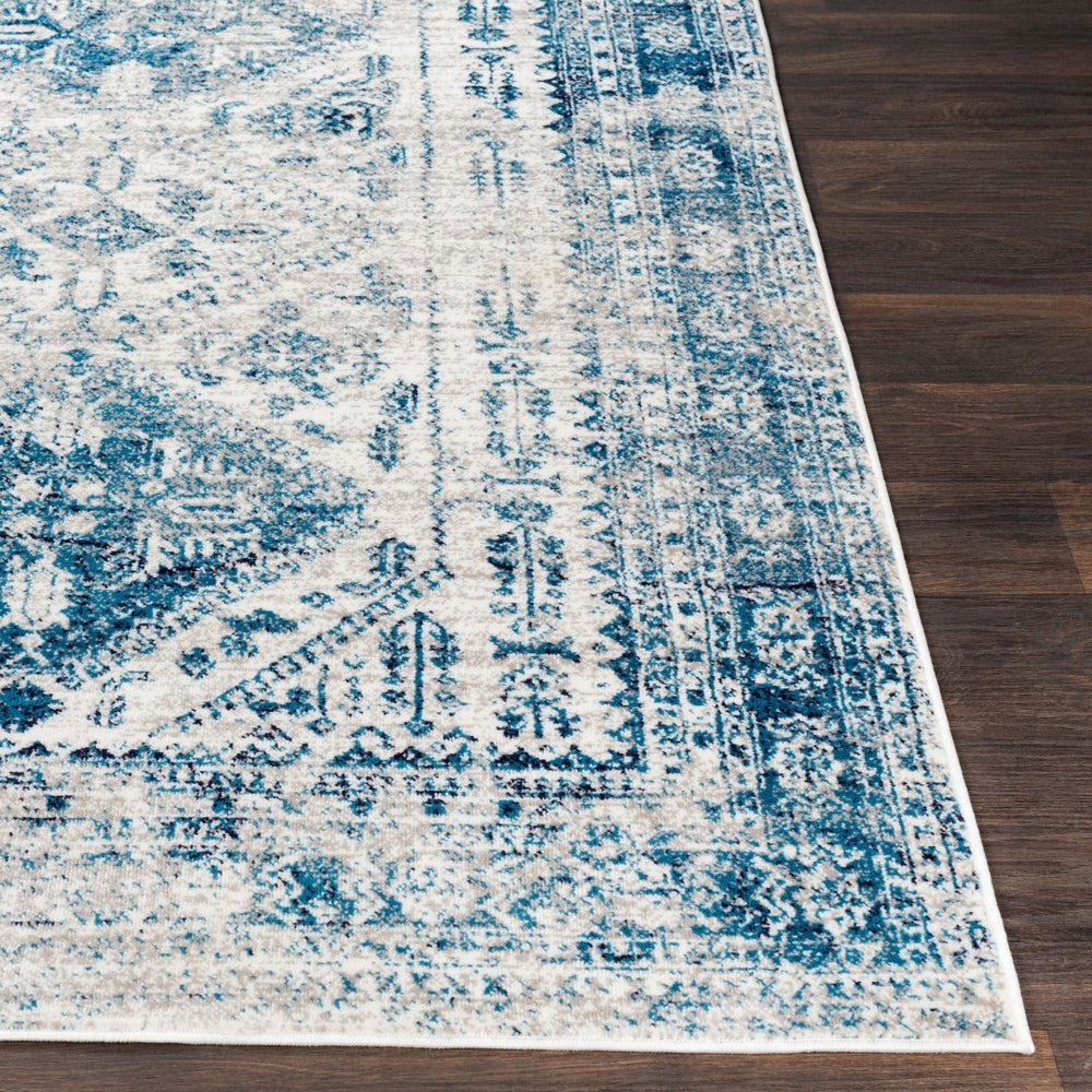 Livabliss Monte Carlo Medallion Area Rug Turkish Woven Polypropylene for Living Dining Bedroom Blue, Light Gra 10' x 14' MNC2313-1014