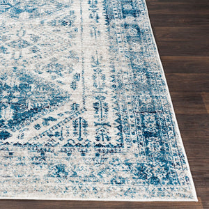 Livabliss Monte Carlo Medallion Area Rug Turkish Woven Polypropylene for Living Dining Bedroom Blue, Light Gra 2'7" x 10' MNC2313-2710