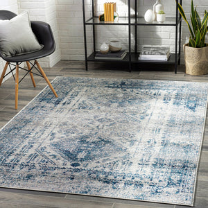 Livabliss Monte Carlo Medallion Area Rug Turkish Woven Polypropylene for Living Dining Bedroom Blue, Light Gra 7'10" x 10'2" MNC2313-710103