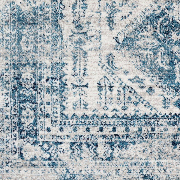 Livabliss Monte Carlo Medallion Area Rug Turkish Woven Polypropylene for Living Dining Bedroom Blue, Light Gra 2'7" x 10' MNC2313-2710