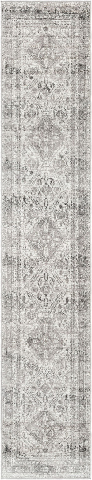 Livabliss Monte Carlo Traditional Polypropylene Area Rug for Living Dining and Primary Bedroom Spaces Light Gray, Whi 2'7" x 10' MNC2314-2710
