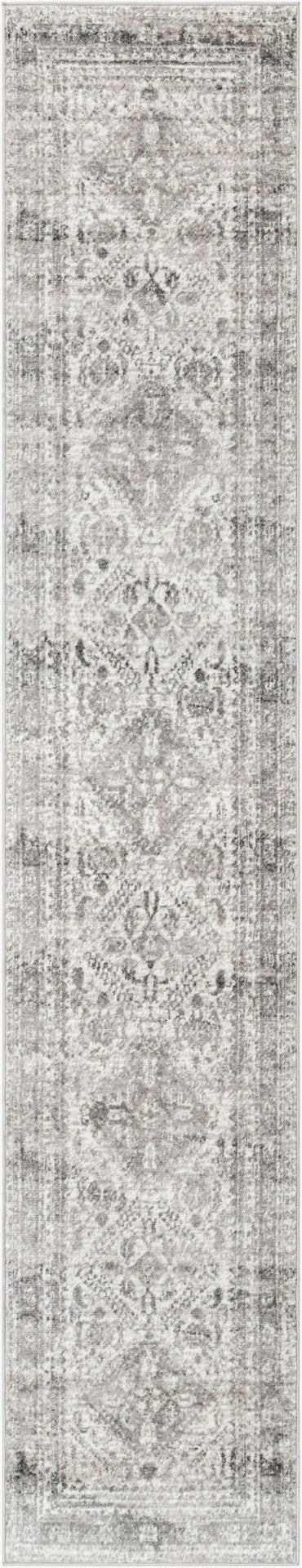 Livabliss Monte Carlo Traditional Polypropylene Area Rug for Living Dining and Primary Bedroom Spaces Light Gray, Whi 2'7" x 10' MNC2314-2710