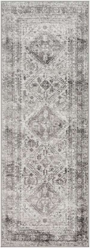 Livabliss Monte Carlo Traditional Polypropylene Area Rug for Living Dining and Primary Bedroom Spaces Light Gray, Whi 2'7" x 7'3" MNC2314-2773