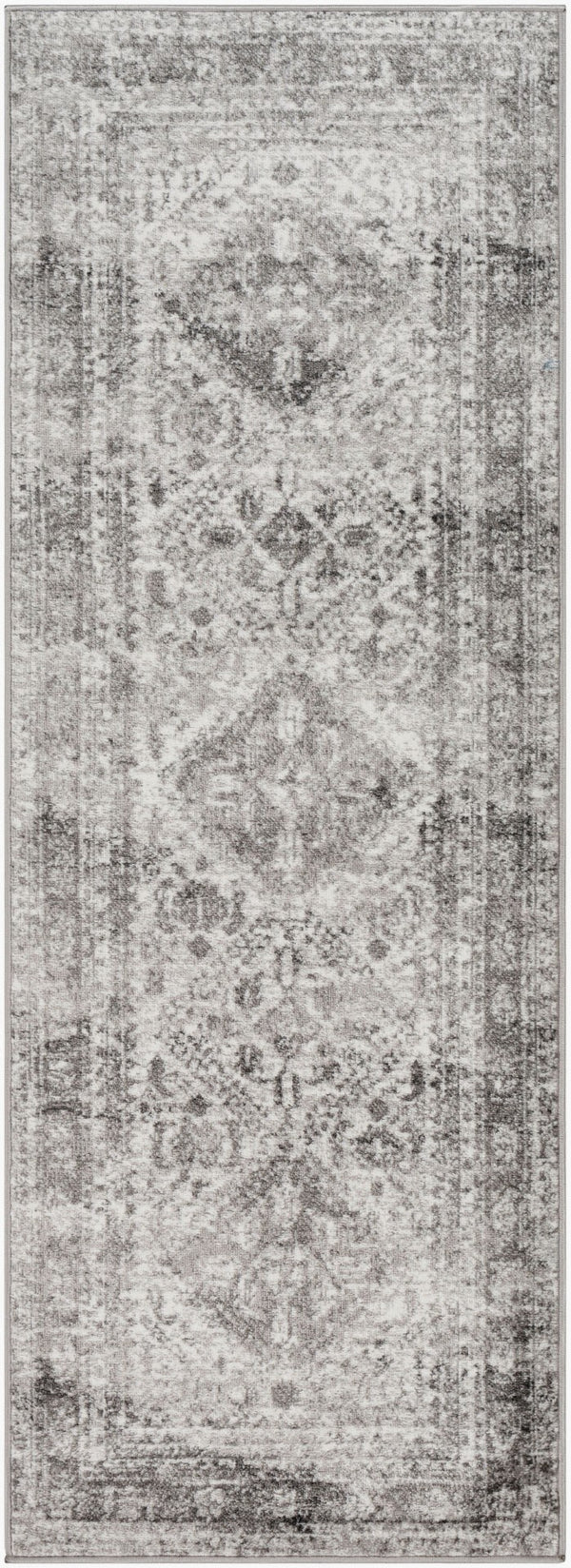Livabliss Monte Carlo Traditional Polypropylene Area Rug for Living Dining and Primary Bedroom Spaces Light Gray, Whi 2'7" x 7'3" MNC2314-2773