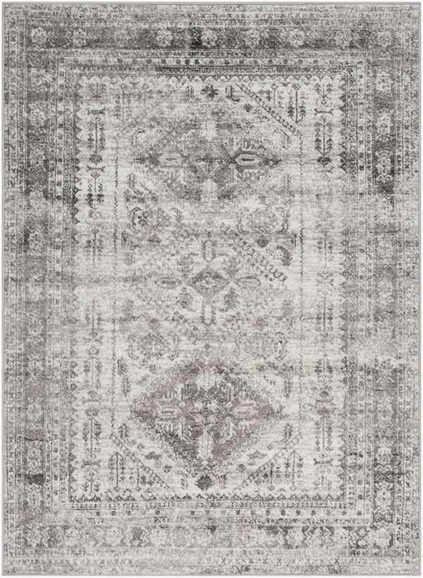 Livabliss Monte Carlo Traditional Polypropylene Area Rug for Living Dining and Primary Bedroom Spaces Light Gray, Whi 6'11" x 9' MNC2314-679