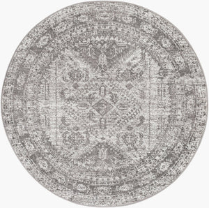 Livabliss Monte Carlo Traditional Polypropylene Area Rug for Living Dining and Primary Bedroom Spaces Light Gray, Whi 5'3" x 5'3" Round MNC2314-53RD