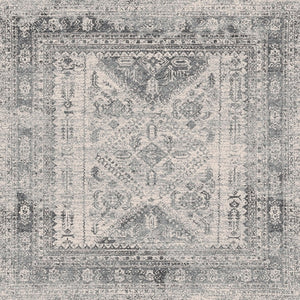 Livabliss Monte Carlo Traditional Polypropylene Area Rug for Living Dining and Primary Bedroom Spaces Light Gray, Whi 5'3" x 5'3" Square MNC2314-53SQ