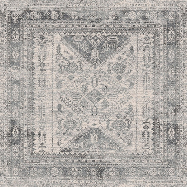 Livabliss Monte Carlo Traditional Polypropylene Area Rug for Living Dining and Primary Bedroom Spaces Light Gray, Whi 5'3" x 5'3" Square MNC2314-53SQ