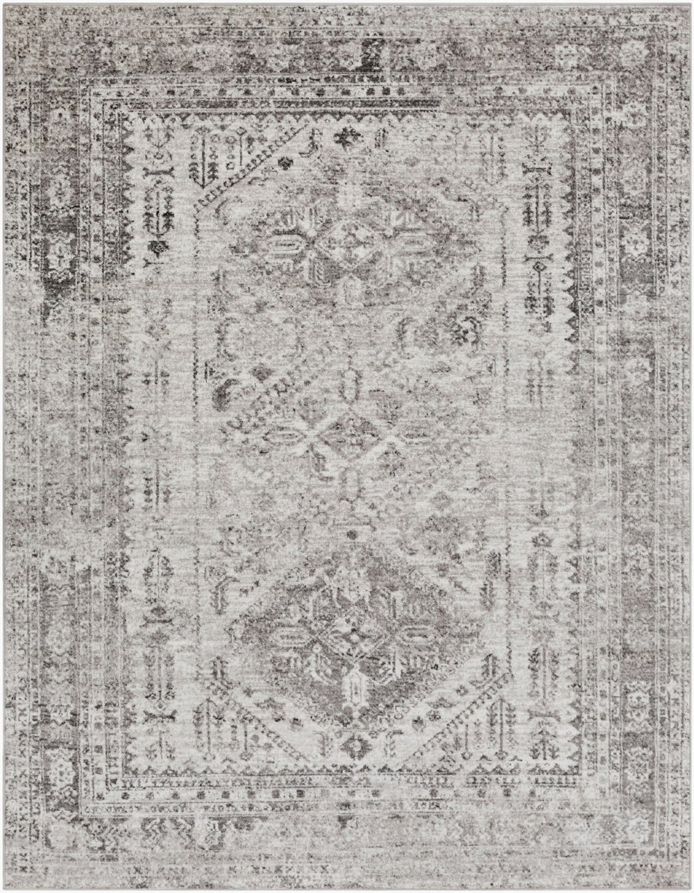 Livabliss Monte Carlo Traditional Polypropylene Area Rug for Living Dining and Primary Bedroom Spaces Light Gray, Whi 7'10" x 10'2" MNC2314-710103