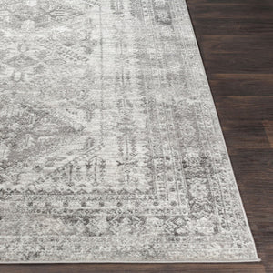 Livabliss Monte Carlo Traditional Polypropylene Area Rug for Living Dining and Primary Bedroom Spaces Light Gray, Whi 6'7" x 6'7" MNC2314-67SQ