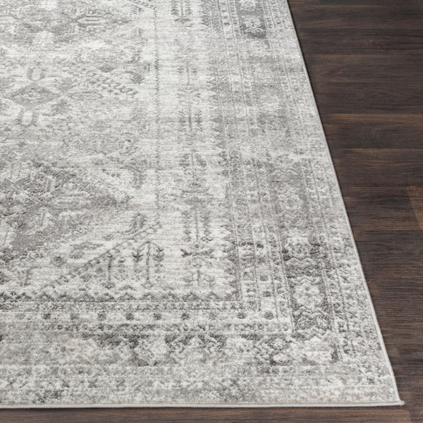 Livabliss Monte Carlo Traditional Polypropylene Area Rug for Living Dining and Primary Bedroom Spaces Light Gray, Whi 6'7" x 6'7" MNC2314-67SQ