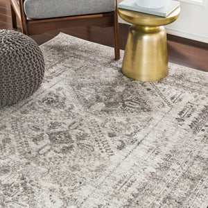 Livabliss Monte Carlo Traditional Polypropylene Area Rug for Living Dining and Primary Bedroom Spaces Light Gray, Whi 6'7" x 6'7" MNC2314-67SQ