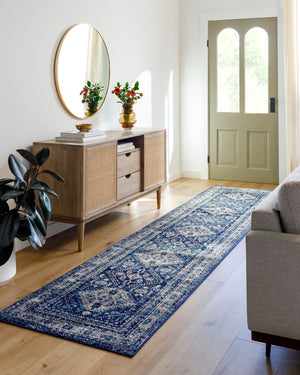Livabliss Monte Carlo Traditional Polypropylene Area Rug for Elegant Living and Dining Spaces Navy, Light Gra 6'7" x 6'7" MNC2315-67SQ