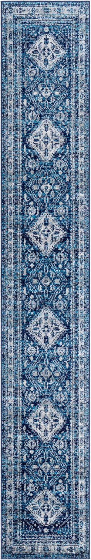 Livabliss Monte Carlo Traditional Polypropylene Area Rug for Elegant Living and Dining Spaces Navy, Light Gra 2'7" x 16' MNC2315-2716