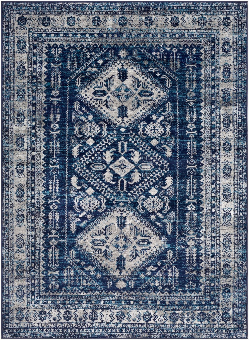 Livabliss Monte Carlo Traditional Polypropylene Area Rug for Elegant Living and Dining Spaces Navy, Light Gra 2' x 2'11" MNC2315-23
