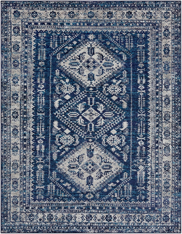 Livabliss Monte Carlo Traditional Polypropylene Area Rug for Elegant Living and Dining Spaces Navy, Light Gra 7'10" x 10'2" MNC2315-710103